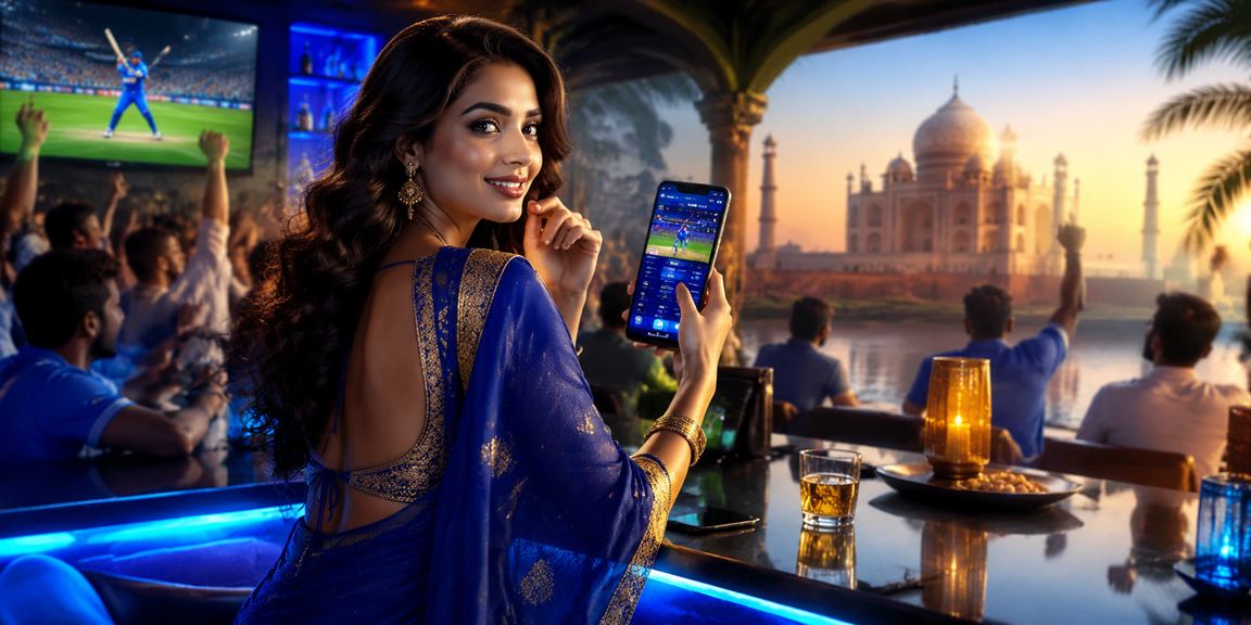 Taj Mahal with cricket betting digital icons in Agra city