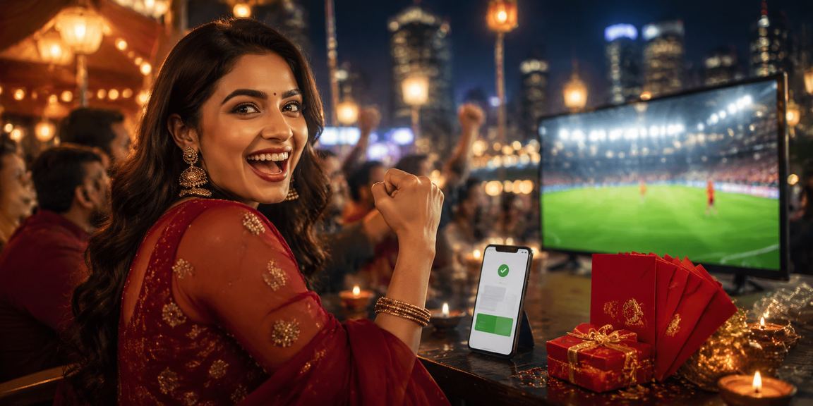 Night market with IPL cricket-themed bonus celebrations in India