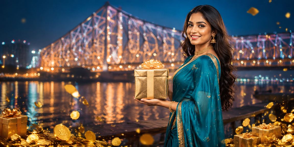 Lotteries played by a Kolkata woman in traditional saree